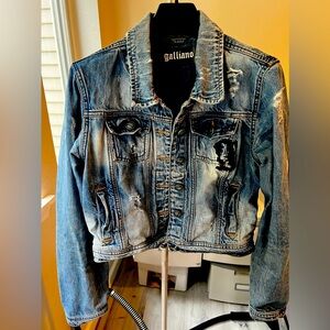 Distressed denim jacket . Size M